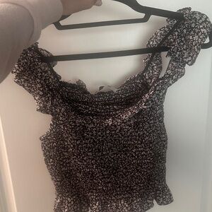 Elegant Black and White Floral Blouse